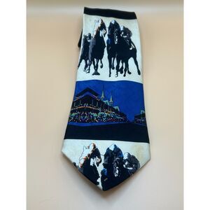 Handmade 100% Silk Horse Racing Tie with Churchill Downs Design